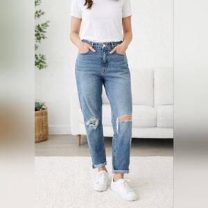 Good American straight leg denim jeans grunge distressed woman size 15